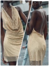 ZARA mujer Sparkle Red Halter