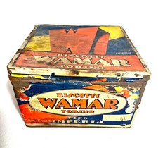 SCATOLA BISCOTTI VINTAGE LATTA WAMAR TORINO IMPERIA ARREDO BAR PIZZERIA VETRINE