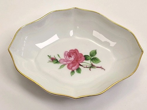 Meissen rosa rossa ciotola - meissen, rossa,