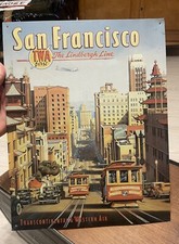 TWA SAN FRANCISCO INSEGNA METALLO LATTA STILE VINTAGE AMERICANA COMPAGNIA AEREA