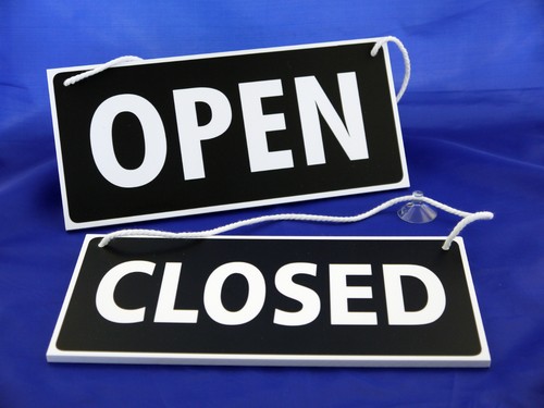 Open closed sign - closed, hanging
