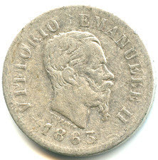 Italia 50 centesimi argento Vittorio Emanuele II 1863 T n. 6263