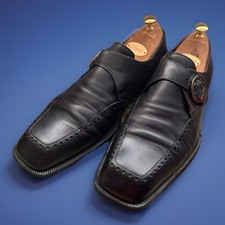 Scarpe Cesare Paciotti uomo classiche vintage pelle nera finto cinturino UK 8 EU 42