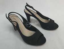 TACCHI SANDALI DONNA NERI ESTRADA' TAGLIA 38 CON CINTURINO SCAMOSCIATI SCARPE