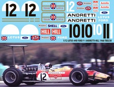 1/12 Decals per Lotus 49B Ford F1 Gold Leaf Andretti Hill 1968 TBD238