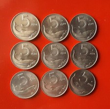 LOTTO DI 9 MONETE DA 5 LIRE