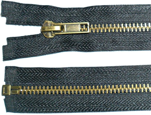 Zip nero ottone antico denti - ottone,
