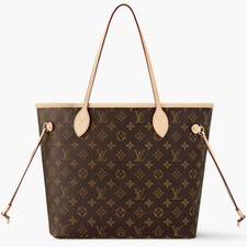 Autentica borsa tote Louis Vuitton Neverfull MM beige M46975
