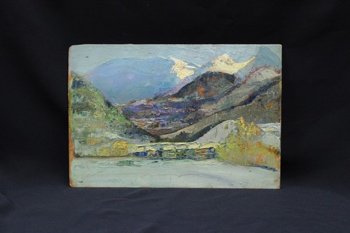 Oil painting panel alpine - on,