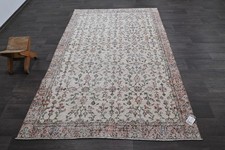 Tappeto vintage turco Oushak 5x8 kilim tappeto anatolico fatto a mano decorazione boho BEIGE