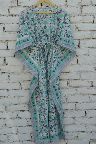Hand block floral long - block, kaftan