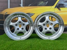 4X18" 5X130 Ruote Turbo Deep Dish Silver Old School Per Porsche 911 944 Boxster