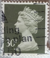 Raro francobollo inglese Regina Elisabetta II