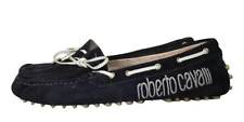 scarpe mocassini  ballerine Roberto Cavalli in pelle scamosciata blu tg 36