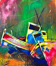 Dario Bazan (1974, Argentina) "Barca" 2025 - acrilico su tela 60x50 cm