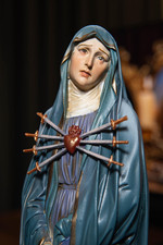 Statua Madonna Addolorata 11,8" dipinta a mano Vergine Maria regalo cattolico