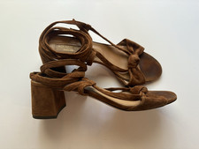 Sandali alla caviglia Aquazzura punta aperta in pelle marrone taglia 39,5 euro