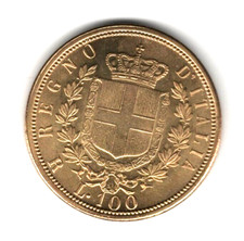 100 LIRE ORO - VITTORIO EMANUELE II° 1872 - RIPRODUZIONE NON IN ORO - ribassata