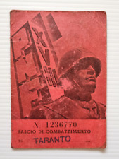 Fascismo Tessera Fascista Taranto Fascio Combattimento PNF