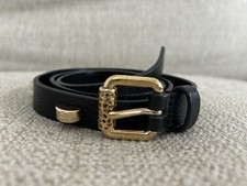 Cintura borbonese italiana in pelle nera con borchie dorate piccola