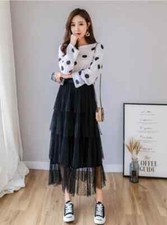 Gonna lunga donna morbida nero