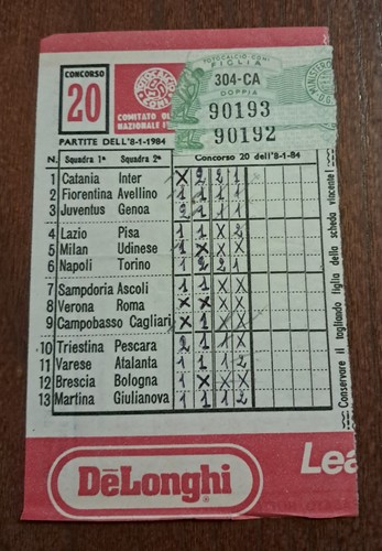Schedina totocalcio concorso - totocalcio,