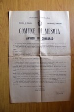 ANTICO AVVISO DI CONCORSO FERRARA COMUNE DI MESOLA MEDICINA CHIRURGIA 1901