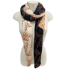 Foulard Sciarpa Plissettata Misto Seta Sciale Donna Cerimonia Bianco Beige Nero