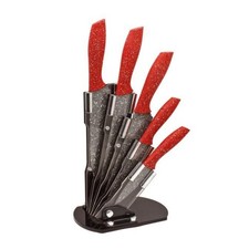 Set 5 Coltelli con Supporto Rosso