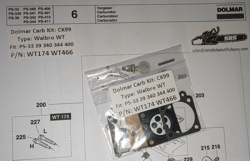 Kit carburatore dolmar ps33 - carburatore,