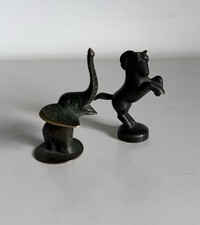 RARO SET STATUINE COPPIA MINIATURE BRONZO HAGENAUER WIEN VINTAGE UNA NON FIRMATA