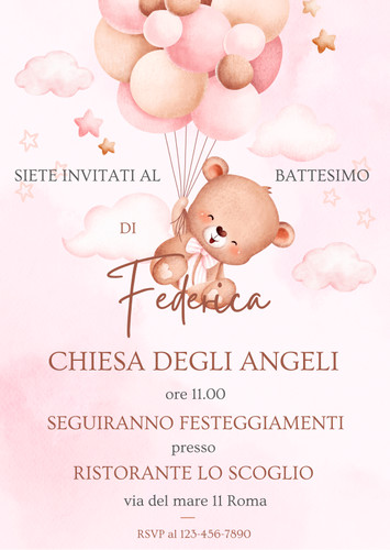 Invito digitale orsetto - invito,