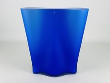 Vaso In Vetro Di Murano Incamiciato Bianco E Blu Modernariato Design 1980