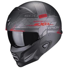 CASCO  SCORPION EXO - COMBAT II XENON MATT BLACK RED VISIERA SCURA OMOL 22.06