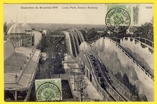 cpa Rare BRUXELLES 1910 LUNA PARK SCENIC RAILWAY Montagne Russe Manège Carrousel