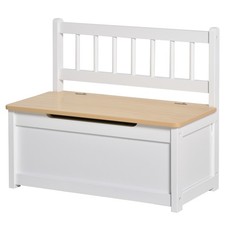 HOMCOM Cassapanca in Legno 2 in 1 per Bambini con Schienale Alto Bianco