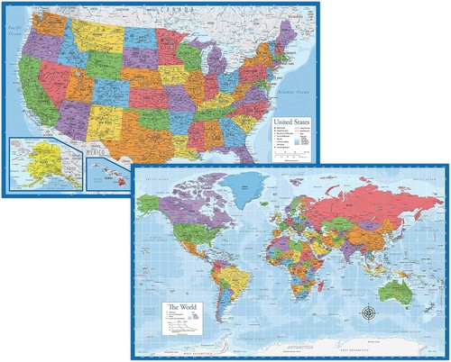 Set poster mappa mondo - e, usa