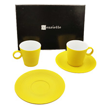 NUOVO Set Tazzine Da Caffè COMPLETO in Ceramica Giallo HENRIETTE