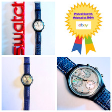 Swatch Chrono Usato Pearl Frame SCN401 Vintage Orologio da polso Anni 90 Uomo