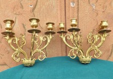 Coppia di appliques lavorate in bronzo dorato 8 luci totali 26,5 x 22
