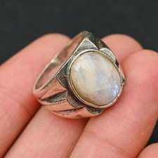Anello uomo pietra di luna argento sterling 925 fatto a mano-anello dichiarazione tutte le misure-BJ99