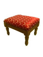 Poggiapiedi poggia piedi retrò vintage rivestito a mano in tessuto damascato