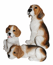 Figura Decorativa Cani Britannico Beagle Cuccioli O Madre Collezione Castagna Di
