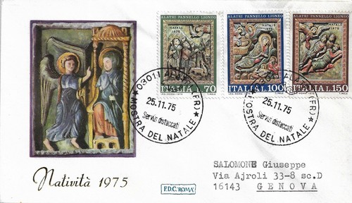 Fdc roma natale - natale, 1975