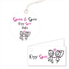 Bigliettini Bomboniera Personalizzato - OGGI SPOSI MOD 3 - con piega o tondo