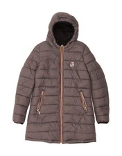 K-WAY Cappotto donna reversibile imbottito con cappuccio UK 10 piccolo grigio poliestere AV20