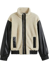 Freemans Orsacchiotto Bomber Giubbino con Contrasto PU Maniche Più UK 20 (ccn162