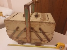 CASSETTA PORTA CUCITO VINTAGE  in  legno con tutto il contenuto