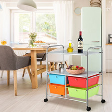 Carrello Multiuso Con Ruote, Carrello Con 4 Cassettiere E 2 Piani per Cucina Bag