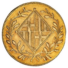 Spagna 20 Pesetas 1812 Oro Barcellona Catalonia XF moneta Spagnola